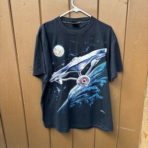 Vntg 1991 Star Trek Sz XL 25th Anniversary T-shirt Single Stitch AOP Black